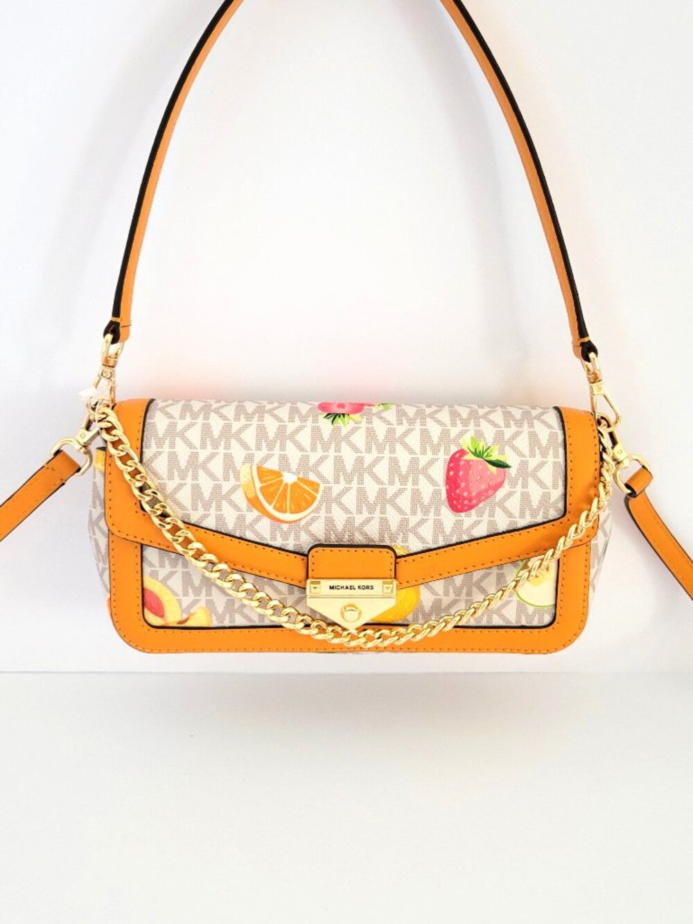 Michael Kors Soho Small Convertible Pouchette Crossbody Handbag Rad Orange Fruit
